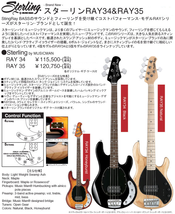 ミュージックマン・エレクトリックギター（MUSIC MAN Guitars）の販売